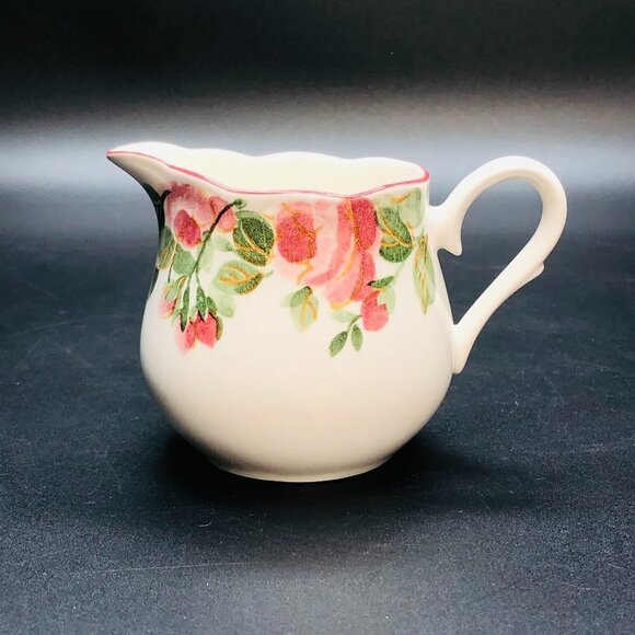 90s Nikko Tableware PRECIOUS Creamer Rose Bud Vintage Japan Floral Ironstone - Picture 1 of 10